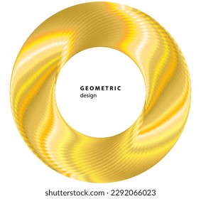 design element circle. Isolated bold vector colors golden ring from. Abstract glow wavy stripes of many glittering swirl created using Blend Tool. Vector illustration EPS10 for your presentation