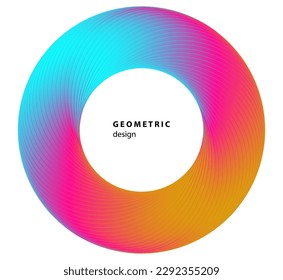 design element circle. Isolated bold vector colors golden ring from. Abstract glow wavy stripes of many glittering swirl created using Blend Tool. Vector illustration EPS10 for your presentation