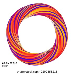 konstruktiver Elementkreis. Einzeln kühne Vektorfarben goldener Ring aus. Abstrakte glänzende Streifen von vielen glitzernden Schwirl erstellt mit Blend Tool. Vektorgrafik EPS10 für Ihre Präsentation