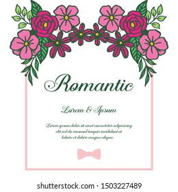 Design element of colorful flower frame, for ornate of various card romantic in retro style. Vector