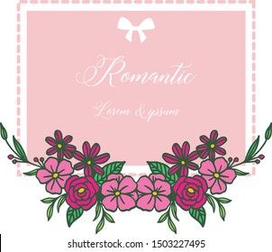 Design element of colorful flower frame, for ornate of various card romantic in retro style. Vector