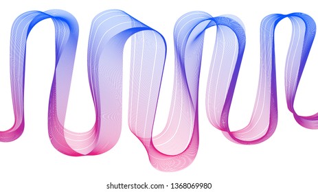 Design element of colorful wavy lines isolated on white. Landing page template. Vector illustration.