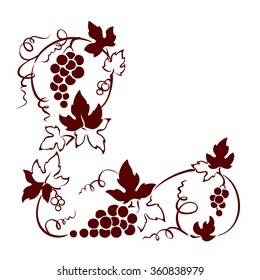 Design element, corner -- vine. Graphic illustration