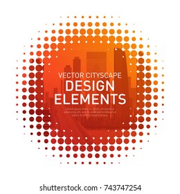 Design element for corporate graphic layout. Modern abstract geometry background template design whith colored cityscape vector illustration for investment, business, real estate, construction.