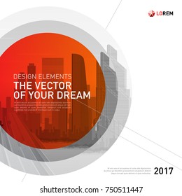 Design element for corporate graphic layout. Modern abstract geometry background template design whith colored cityscape vector illustration for investment, business, real estate, construction.