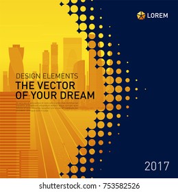 Elemento de diseño para diseño gráfico corporativo. Diseño moderno y abstracto de la plantilla de fondo de geometría que ilustra en color el paisaje urbano vectorial para inversión, negocios, bienes raíces, construcción.