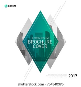 Design element for corporate graphic layout. Modern abstract geometry background template design whith colored cityscape vector illustration for investment, business, real estate, construction.