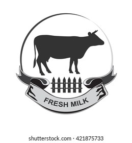 design element cow fresh milk, icon, vector illustration