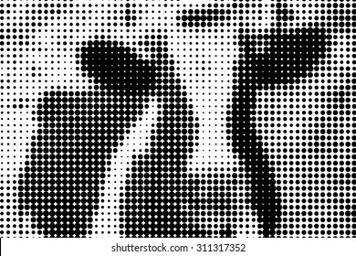 Design Element. Cow Portrait Halftone Image