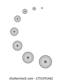 A design element created using the Blend Tool for banners, flyers, and book covers. Black-and-white lines, stripes, and patterns with different paths. Stock vector illustration isolated on a white