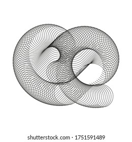 A design element created using the Blend Tool for banners, flyers, and book covers. Black-and-white lines, stripes, and patterns with different paths. Stock vector illustration isolated on a white