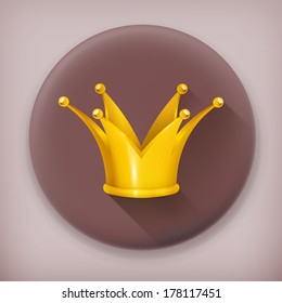 Design Element Crown gold, long shadow vector icon