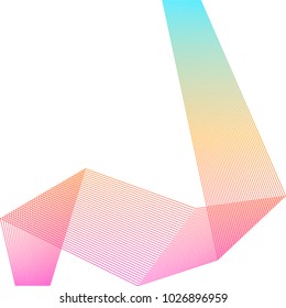 Design element Curved sharp corners wave many lines. Abstract vertical broken stripes on white background isolated. Creative line art. Vector illustration EPS 10. Colors line created using Blend Tool