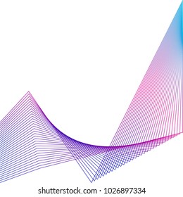 Design element Curved sharp corners wave many lines. Abstract vertical broken stripes on white background isolated. Creative line art. Vector illustration EPS 10. Colors line created using Blend Tool