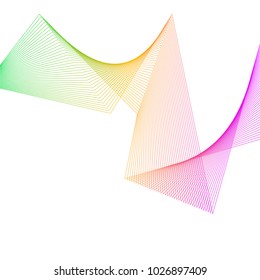 Design element Curved sharp corners wave many lines. Abstract vertical broken stripes on white background isolated. Creative line art. Vector illustration EPS 10. Colors line created using Blend Tool