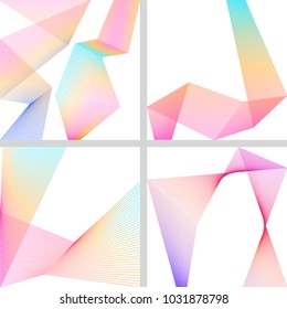 Design element Curved sharp corners wave many lines. Abstract vertical broken stripes on white background isolated. Creative line art. Vector illustration EPS 10. Colors line created using Blend Tool