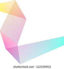 Design element Curved sharp corners wave many lines. Abstract vertical broken stripes on white background isolated. Creative line art. Vector illustration EPS 10. Colors line created using Blend Tool