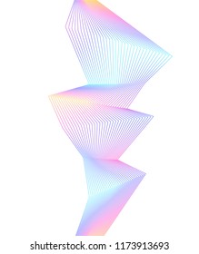 Design element Curved sharp corners wave many lines. Abstract vertical broken stripes on white background isolated. Creative line art. Vector illustration EPS 10. Colors line created using Blend Tool