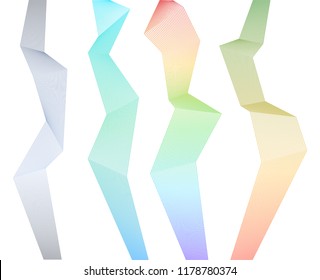 Design element Curved sharp corners wave many lines. Abstract vertical broken stripes on white background isolated. Creative line art. Vector illustration EPS 10. Colors line created using Blend Too