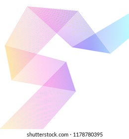 Design element Curved sharp corners wave many lines. Abstract vertical broken stripes on white background isolated. Creative line art. Vector illustration EPS 10. Colors line created using Blend Too