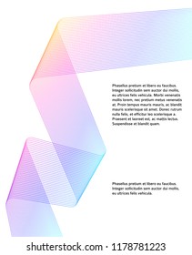 Design element Curved sharp corners wave many lines. Abstract vertical broken stripes on white background isolated. Creative line art. Vector illustration EPS 10. Colors line created using Blend Tool
