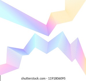 Design element Curved sharp corners wave many lines. Abstract vertical broken stripes on white background isolated. Creative line art. Vector illustration EPS 10. Colors line created using Blend Tool
