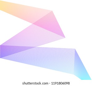 Design element Curved sharp corners wave many lines. Abstract vertical broken stripes on white background isolated. Creative line art. Vector illustration EPS 10. Colors line created using Blend Tool
