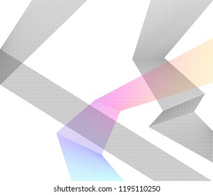 Design element Curved sharp corners wave many lines. Abstract vertical broken stripes on white background isolated. Creative line art. Vector illustration EPS 10. Colors line created using Blend Tool