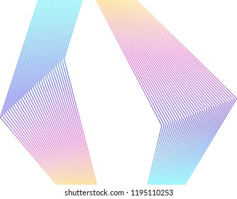 Design element Curved sharp corners wave many lines. Abstract vertical broken stripes on white background isolated. Creative line art. Vector illustration EPS 10. Colors line created using Blend Tool