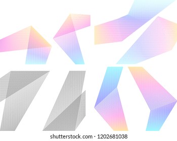 Design element Curved sharp corners wave many lines. Abstract vertical broken stripes on white background isolated. Creative line art. Vector illustration EPS 10. Colors line created using Blend Tool
