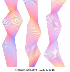 Design element Curved sharp corners wave many lines. Abstract vertical broken stripes on white background isolated. Creative line art. Vector illustration EPS 10. Colors line created using Blend Tool