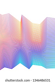 Design element Curved sharp corners wave many lines. Abstract vertical broken stripes on white background isolated. Creative line art. Vector illustration EPS 10. Colors line created using Blend Tool