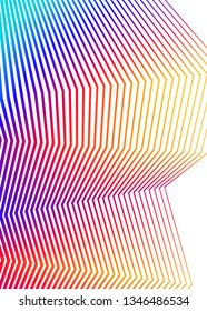 Design element Curved sharp corners wave many lines. Abstract vertical broken stripes on white background isolated. Creative line art. Vector illustration EPS 10. Colors line created using Blend Tool