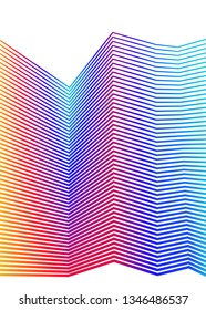 Design element Curved sharp corners wave many lines. Abstract vertical broken stripes on white background isolated. Creative line art. Vector illustration EPS 10. Colors line created using Blend Tool