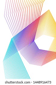 Design element Curved sharp corners wave many lines. Abstract vertical broken stripes on white background isolated. Creative line art. Vector illustration EPS 10. Colors line created using Blend Tool