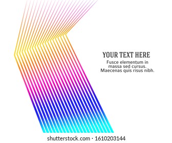 Design element Curved sharp corners wave many lines. Abstract vertical broken stripes on white background isolated. Creative line art. Vector illustration EPS 10. Colors line created using Blend Tool