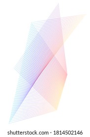 Elemento de diseño Esquinas nítidas curvadas ondean muchas líneas. Resumen de rayas rotas verticales sobre fondo blanco aislado. Arte de línea creativa. Ilustración vectorial EPS 10. Línea de colores creada con la herramienta Mezcla