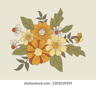 Design element with daisy flowers. Vector illustration isolated on background. Flat style design element for poster, banner, party invitation, summer concept.