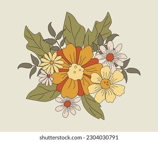 Design element with daisy flowers. Vector illustration isolated on background. Flat style design element for poster, banner, party invitation, summer concept.