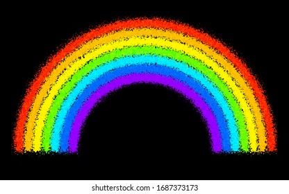 Design-Element. Digitale Spray-Drop lässt Regenbogen-Vektorillustration Illustration. Homosexuelles LGBT-Symbol auf Schwarz