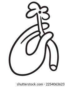 Design-Element im Doodle-Stil für die Dekoration.Vektorflache Illustration. Postkarte für Valentinstag. lineares Design. Originaldesign für Geschenke