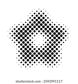 design element, dotted halftone pattern, star, flower silhouette, magazine style blank, isolated on transparent background