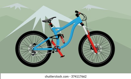 Design Element. Downhill Mountain Bike Illustration