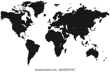 Design element for earth in horizontal bold line shape world map