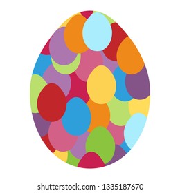 Design element for Easter. A large Easter egg with small colored eggs inside. Vector illuctration.