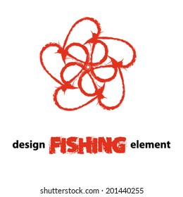 Design element fishing hook star stock vector