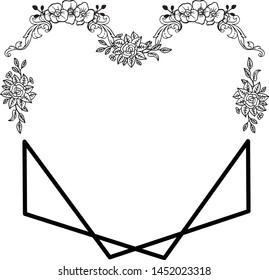 Design element for floral frame, white background. Vector