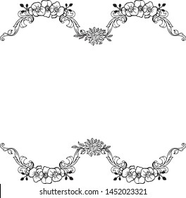 Design element for floral frame, white background. Vector