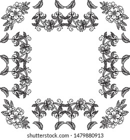 Design element flower frame isolated on white backdrop, for poster or banner. Vector