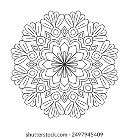 Design element flower paper mandala design coloring book page